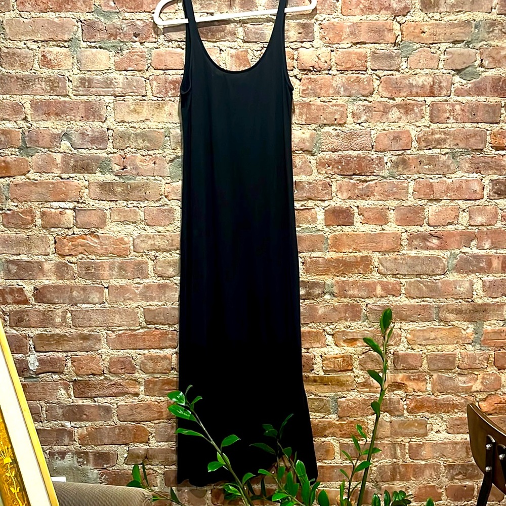 Long black maxi dress.